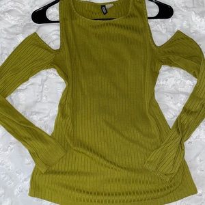 Olive Cold Shoulder Ribbed Top